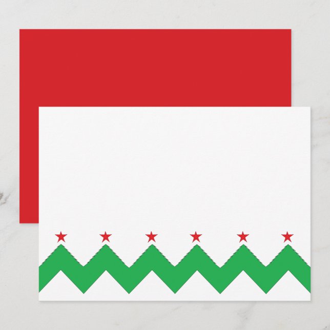 Christmas Chevron 7" x 5"  Thank You/2 sided/Flat Invitation (Front/Back)