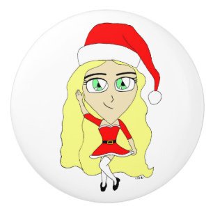 Christmas chibi ceramic knob