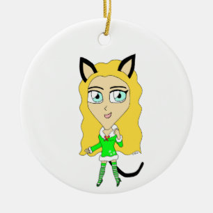 Christmas chibi ceramic tree decoration