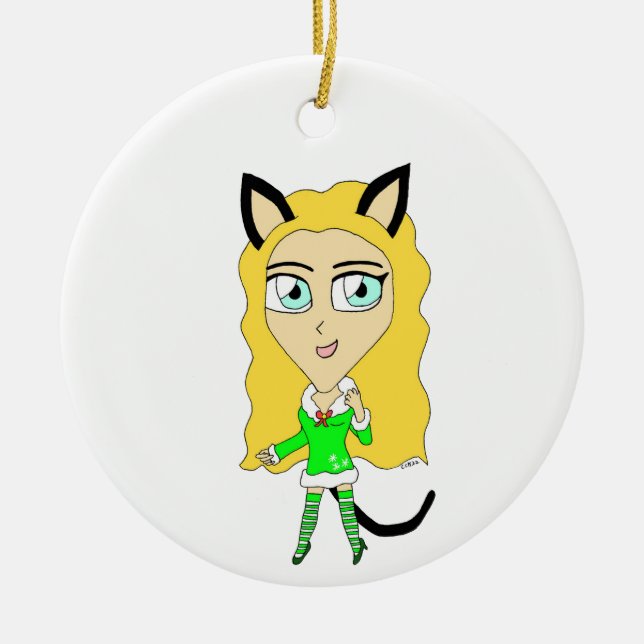 Christmas chibi    ceramic tree decoration (Front)