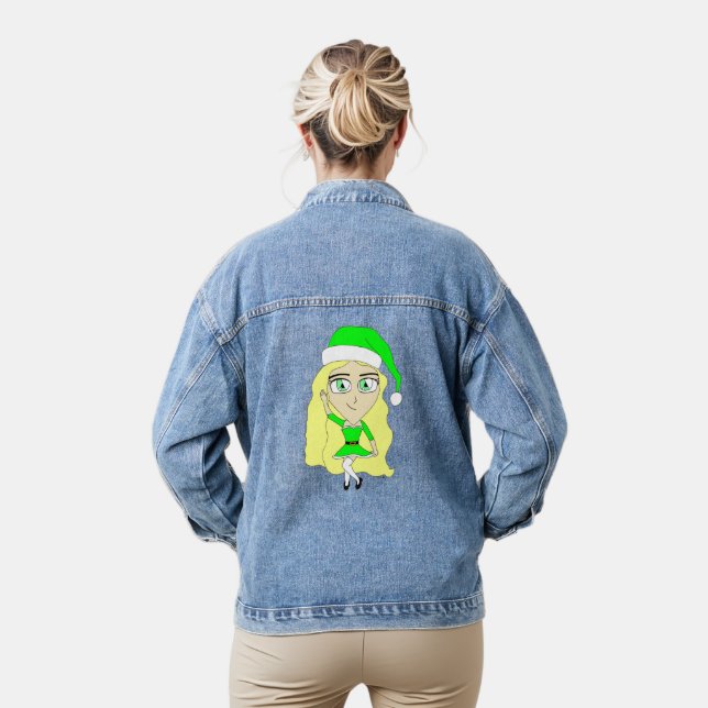 Christmas chibi  denim jacket (Model)