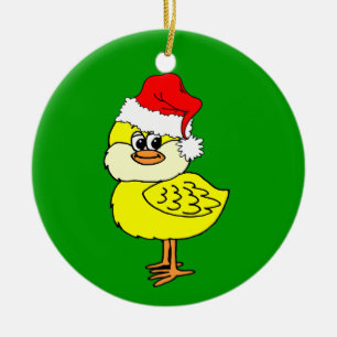 Christmas chick ceramic tree decoration