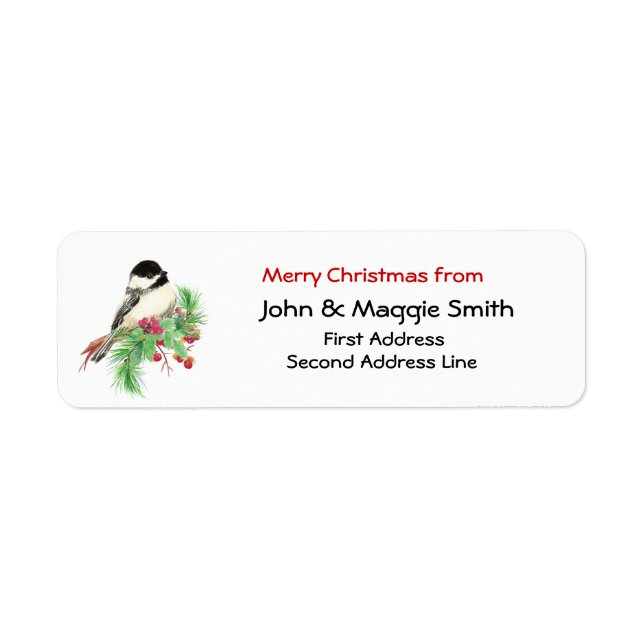 Christmas Chickadee Address Name Label Customise (Front)