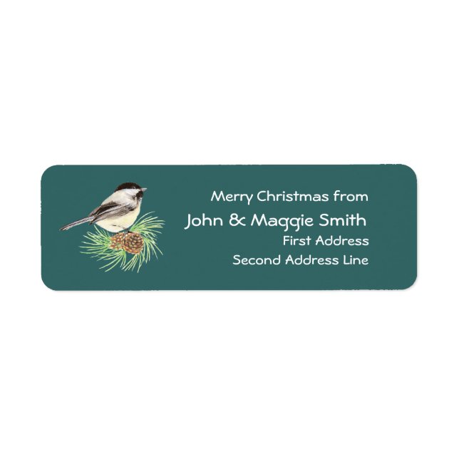 Christmas Chickadee Address Name Label Customise (Front)
