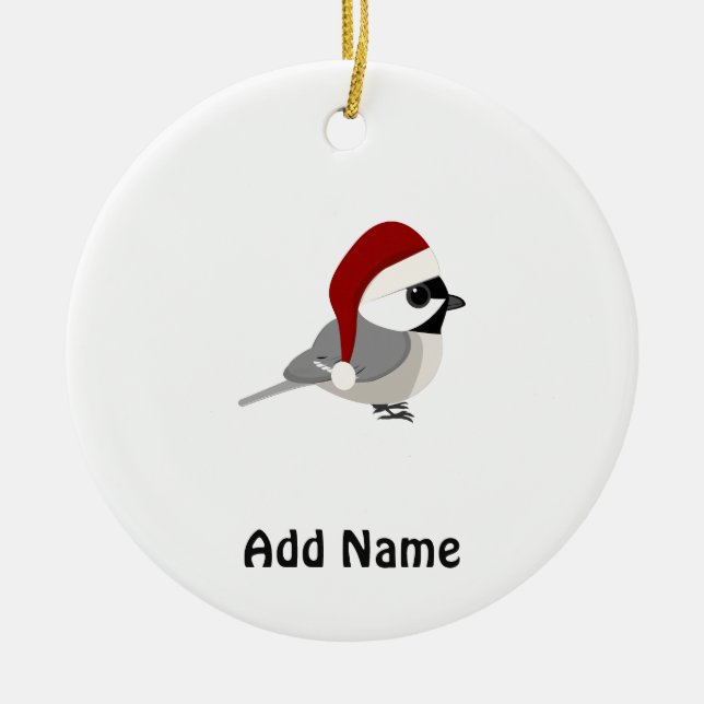 Christmas Chickadee Ceramic Tree Decoration (Front)