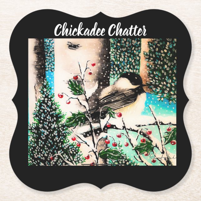 Christmas Chickadee Chatter  Coaster (Front)