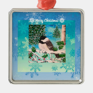 Christmas Chickadee Chatter Metal Tree Decoration