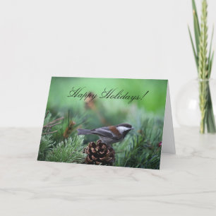 Christmas chickadee greeting card