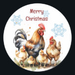 Christmas Chicken Bird Farm  Family Customise  Classic Round Sticker<br><div class="desc">ChristmasChicken Bird Egg Farm</div>