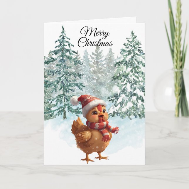 Christmas Chicken Folded Holiday Card (Front)