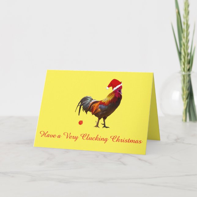 Christmas Chicken Fun Santa Hat Greeting Card (Front)