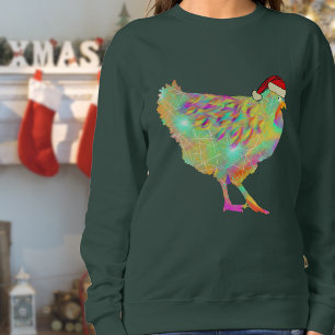 Christmas Chicken Funny Psychedelic Hen Humour Sweatshirt