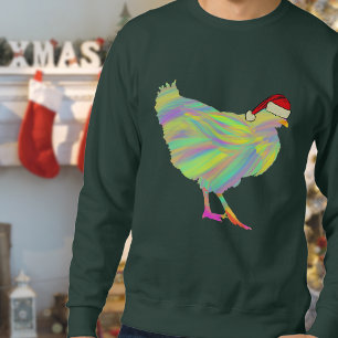Christmas Chicken Funny Psychedelic Hen Humour Sweatshirt
