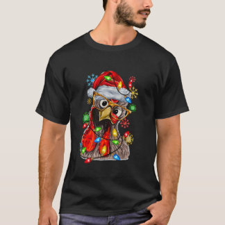Christmas Chicken Hen Tree Lights Xmas Funny Chick T-Shirt