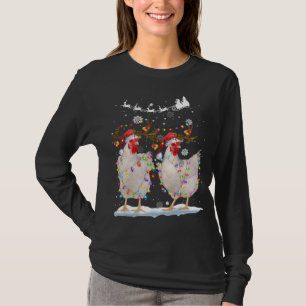 Christmas Chicken Hen Tree Lights Xmas Funny Chick T-Shirt
