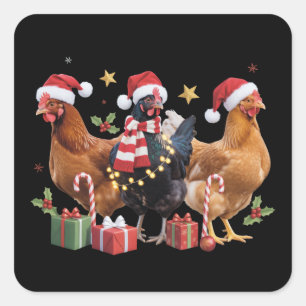 Christmas Chicken Lover Gift Chickens Holiday Farm Square Sticker