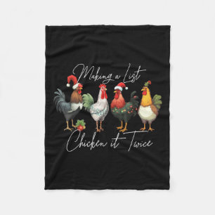 Christmas Chicken Lover Xmas Santa Hat Funny Farm Fleece Blanket