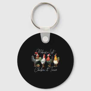 Christmas Chicken Lover Xmas Santa Hat Funny Farm Key Ring