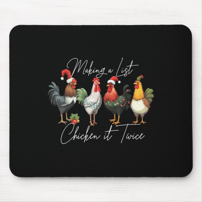 Christmas Chicken Lover Xmas Santa Hat Funny Farm  Mouse Pad (Front)