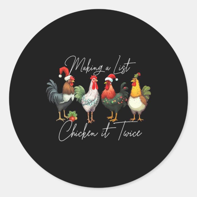 Christmas Chicken Lover Xmas Santa Hat Light Funny Classic Round Sticker (Front)