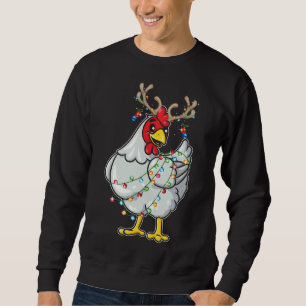 Christmas Chicken Reindeer Antlers Lights Pajama F Sweatshirt