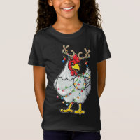 Christmas Chicken Reindeer Antlers Lights Pajama F