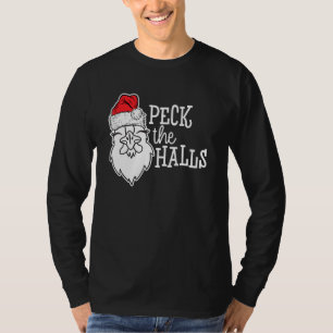 Christmas Chicken Santa Hat Peck The Halls T-Shirt