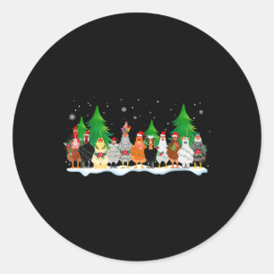 Christmas Chicken Squad Cute Chicken Farm Animals  Classic Round Sticker