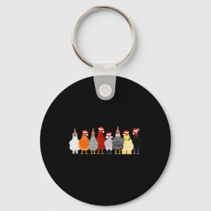 Christmas Chicken Squad Cute Chicken Farm Animals Key Ring