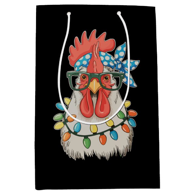 Christmas Chicken Xmas Lights Farmer Farm Family Medium Gift Bag (Front)