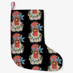 Christmas Chicken Xmas Lights Farmer Farm Family Small Christmas Stocking