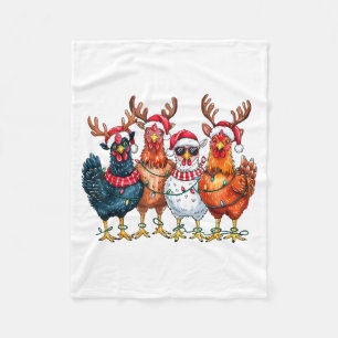 Christmas Chickens Reindeer Farm Animals Xmas Ligh Fleece Blanket