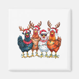 Christmas Chickens Reindeer Farm Animals Xmas Ligh Magnet