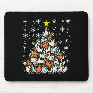Christmas Chickens Xmas Tree Hens Farm Farmer Wome Mouse Pad