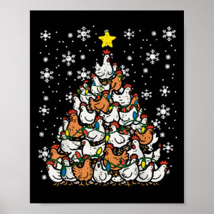 Christmas Chickens Xmas Tree Hens Farm Farmer Wome Poster