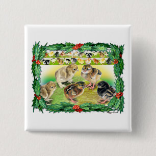 Christmas Chicks 15 Cm Square Badge