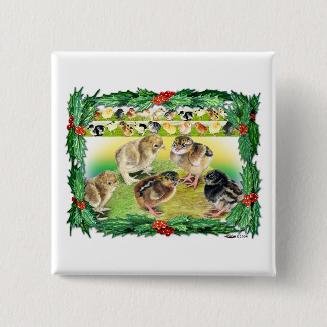Christmas Chicks 15 Cm Square Badge (Front)
