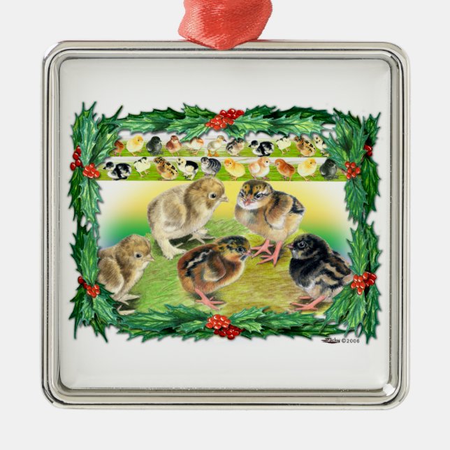 Christmas Chicks Metal Tree Decoration (Front)