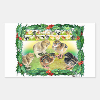 Christmas Chicks Rectangular Sticker