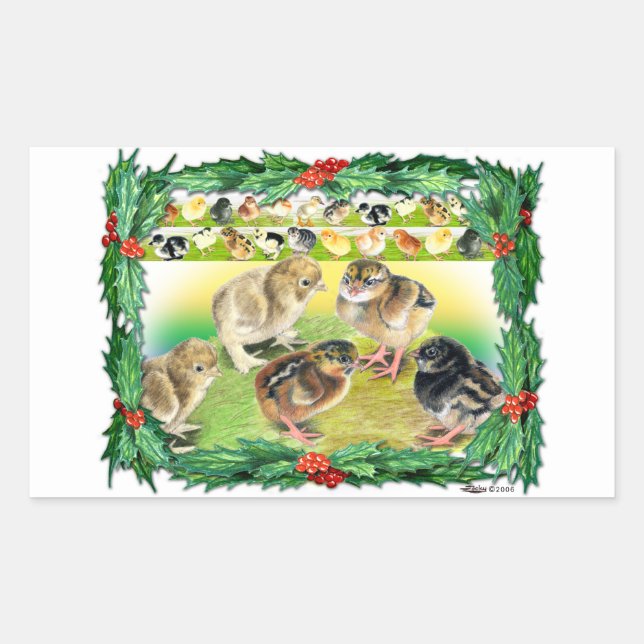 Christmas Chicks Rectangular Sticker (Front)