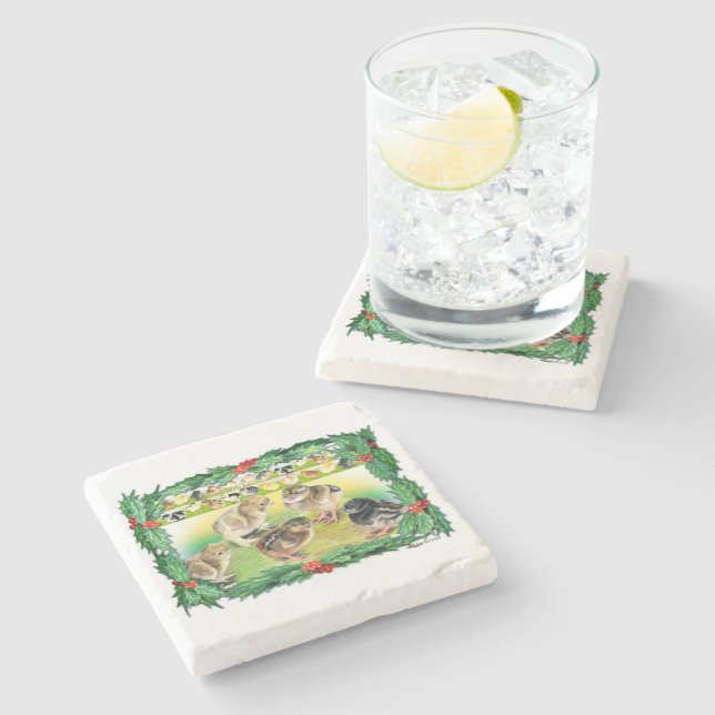 Christmas Chicks Stone Coaster (Side)