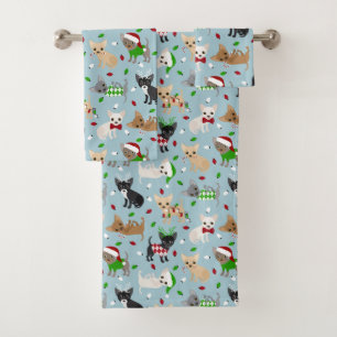 Christmas Chihuahua All Coats Bath Towel Set
