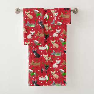 Christmas Chihuahua All Coats Bath Towel Set