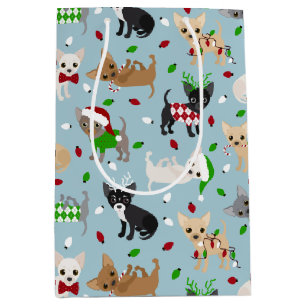 Christmas Chihuahua All Coats Medium Gift Bag