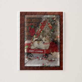 Christmas Chihuahua Cute Puppy In Wagon Puzzle