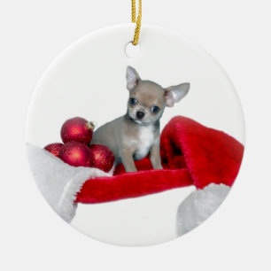 Christmas Chihuahua dog Ceramic Tree Decoration