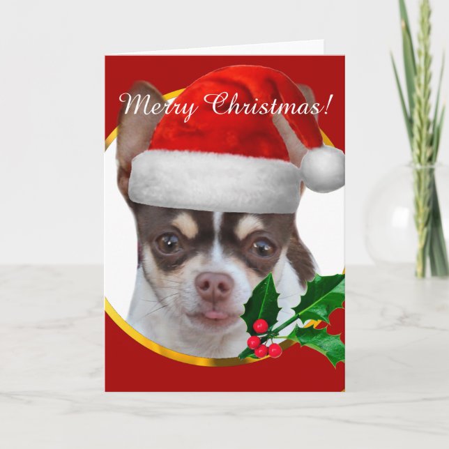 Christmas Chihuahua dog greeting card (Front)