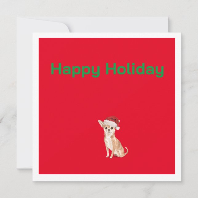Christmas Chihuahua Dog Red Merry Greeting (Front)