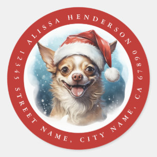 Christmas Chihuahua Dog Round Stickers