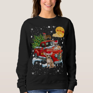 Christmas Chihuahua Dog With Vintage Red Truck Fun Sweatshirt